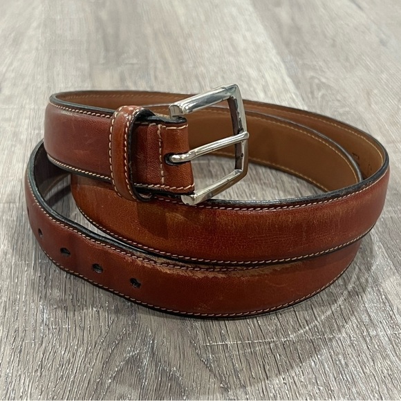 Brooks Brothers 40W Made in USA Genuine Tanned Patina Leather Belt - Picture 1 of 8